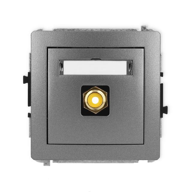 DECO Mechanizm gniazda pojedynczego RCA (typu cinch - żółty, pozłacany) grafitowy