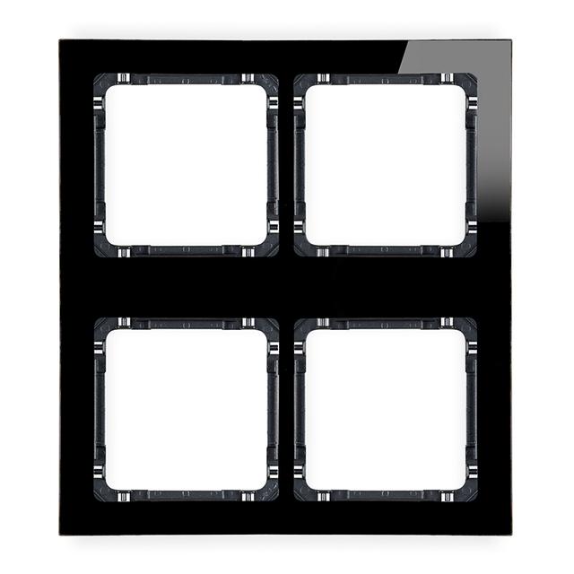 DECO Ramka modułowa 4 krotna (2 poziom, 2 pion) - efekt szkła (ramka czarna; spód czarny)