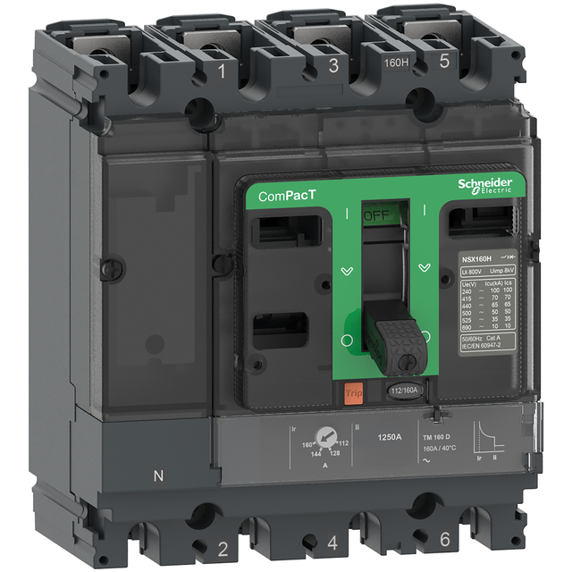 Wyłącznik mocy ComPacT NSX NSX160H TM125D 4P 3D 70kA C16H6TM125 Schneider