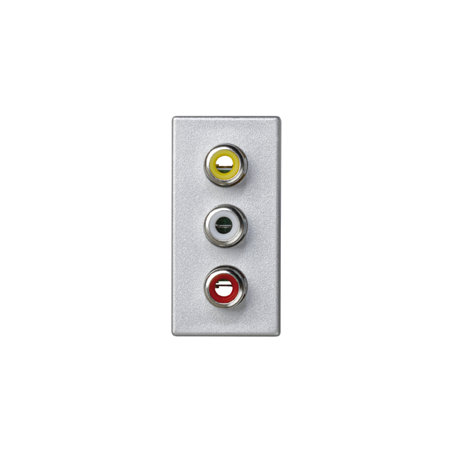 Simon Connect Płytka K45/2 złącz 3x RCA (CINCH) 225x45mm+wkłady z. śrub. aluminium
