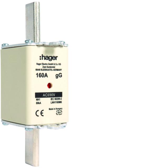 Wkładka bezp. nożowa NH1 wsk.podw. uchwyt nieiz. gG 160A 690 VAC LNH1160M6 HAGER