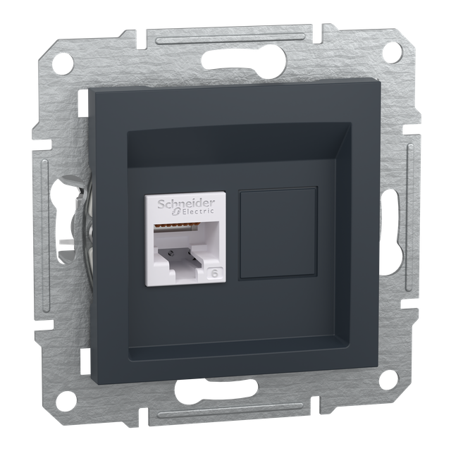 Asfora, gniazdo komputerowe RJ45 kat.6, UTP, bez ramki, antracyt