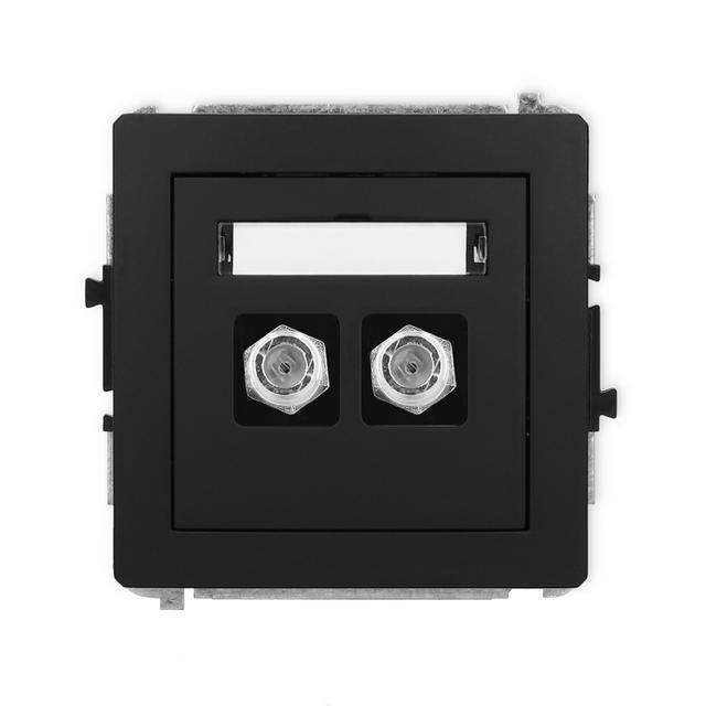 DECO Mechanizm gniazda antenowego podwójnego typu F (SAT) niklowany czarny mat