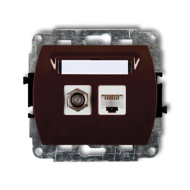 TREND Mechanizm gniazda antenowego poj. typu F (SAT) + gniazda komp. poj. 1xRJ45, kat. 6, 8-stykowy