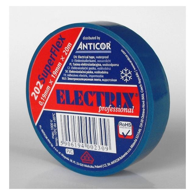 ELECTRIX 202 SuperFlex taśma elektroizolacyjna PCW 0,19 mm x 19 mm x 20 m niebieska