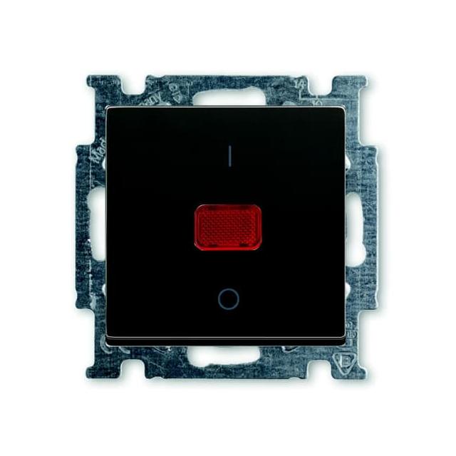 BASIC55 Wyłącznik z klawiszem, kontrolny Z lampką neonową, 2-biegunowy czarny-chateau