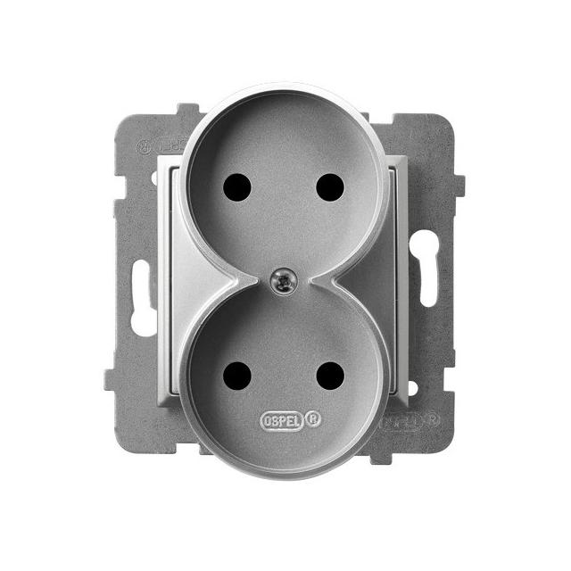 ARIA Gniazdo podwójne moduł bez ramki - kolor srebro