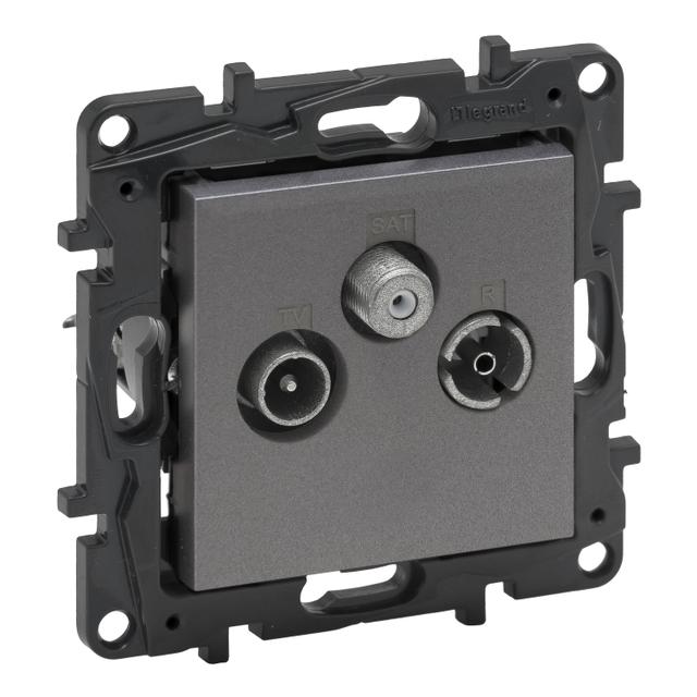 Niloe Step - gniazdo TV-R-SAT przelotowe, 14 dB- kolor stalowy, Legrand