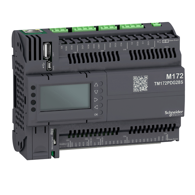 Modicon M172, Sterownik PLC HVAC, 8 DI, 8 AI, 8 DO, 4 AO, Wyświetlacz, Eth, CAN, RS485, USB mini A/B