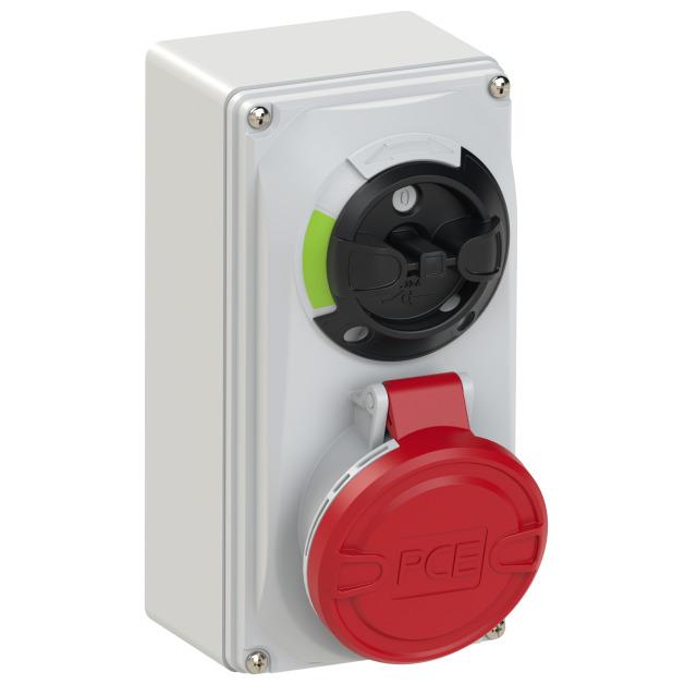 GNIAZDO Z WYŁĄCZNIKIEM 0-1 MAŁE BLOKADA MECHANICZNA 16A 400V 3P+Z+N IP44 6115-6 46188 PCE