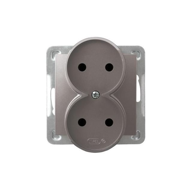 IMPRESJA Gniazdo podwójne moduł bez ramki - kolor tytan