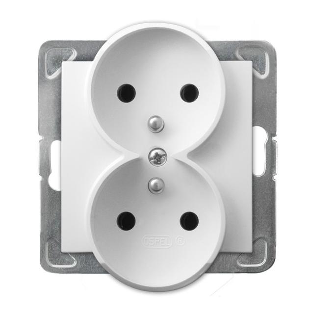 IMPRESJA Gniazdo podwójne z uziemieniem moduł bez ramki - kolor biały GP-2YRZ/m/00