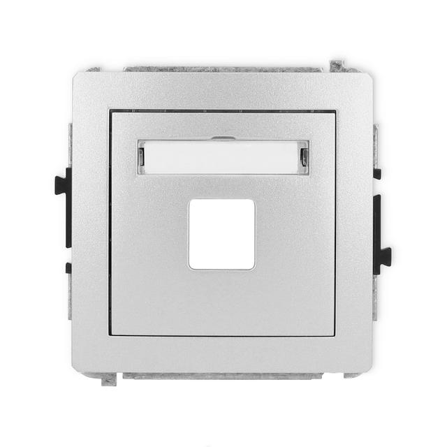 DECO Mechanizm gniazda multimedialnego pojedynczego bez modułu (standard Keystone) srebrny metalik