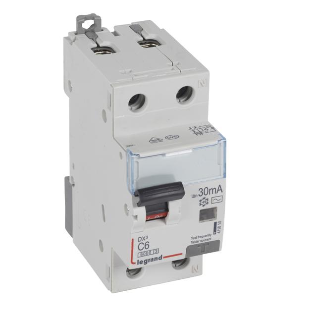 Wyłącznik Różnicowo-Nadprądowy 2P 6A C 0,03A Typ AC P312 DX3 411010 LEGRAND