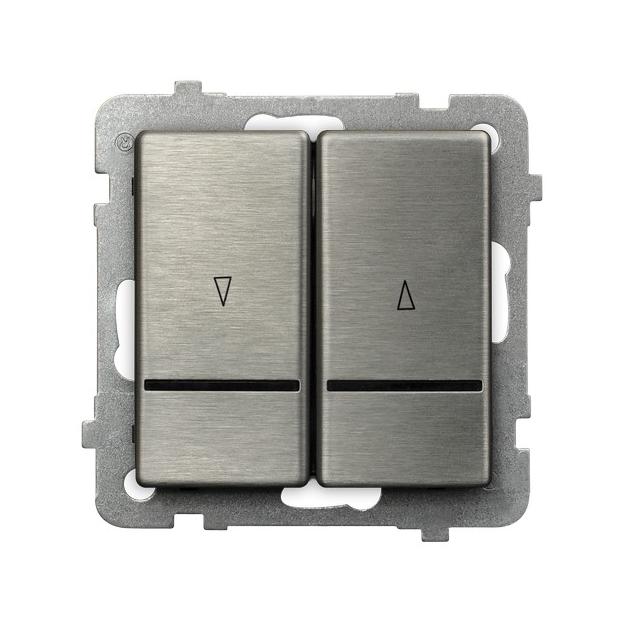 SONATA STAL INOX Przycisk żaluzjowy zwierny z podświetleniem niebieskim kolor stal inox ŁP-7RMS/m/37 OSPEL