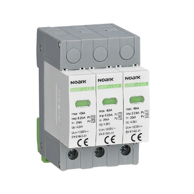 Ogr. przepięć SPD Ex9UEP1+2 6,25 , typ I+II, 1200 V DC, 3 moduły szer., dla uziemionych systemów PV 111761 NOARK