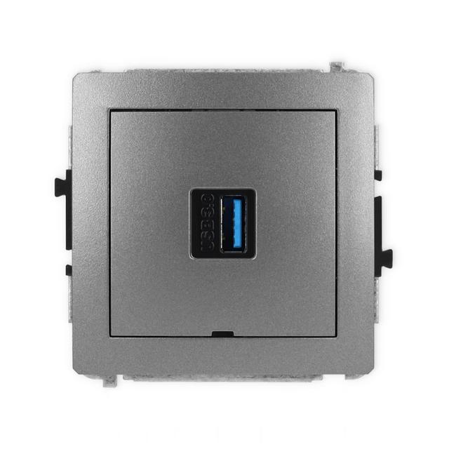 DECO Gniazdo pojedyncze USB A-A 3.0, bez pola opisowego grafitowy 11DGUSBBO-5 KARLIK