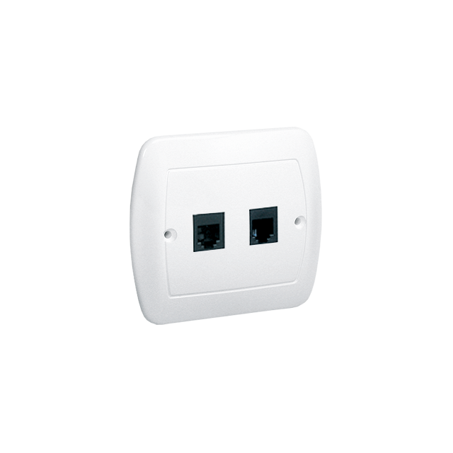 Simon Akord Gniazdo telefoniczne RJ11 podwójne. Montaż do puszki na wkręty biały