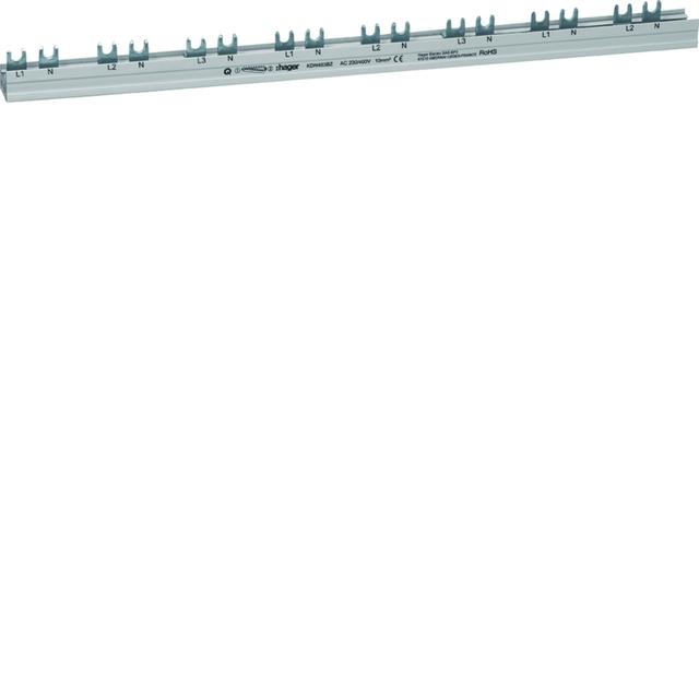 Szyna grzebieniowa widełkowa pozioma L1N L2N L3N przerwa 1M 12mm2 63A 24M KDN463BZ HAGER