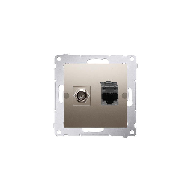 Simon 54 Gniazdo antenowe typu +RJ45 kat.6 złoty mat
