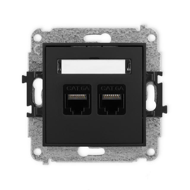 MINI Gniazdo podwójne komputerowe 2xRJ45, kat. 6A, 8-stykowy czarny mat 12MGK-8 KARLIK