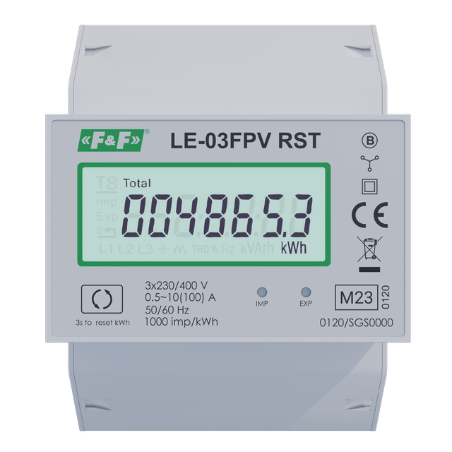 Trójfazowy licznik zużycia energii 100A MID dwukierunkowy z funkcją RESET F&F