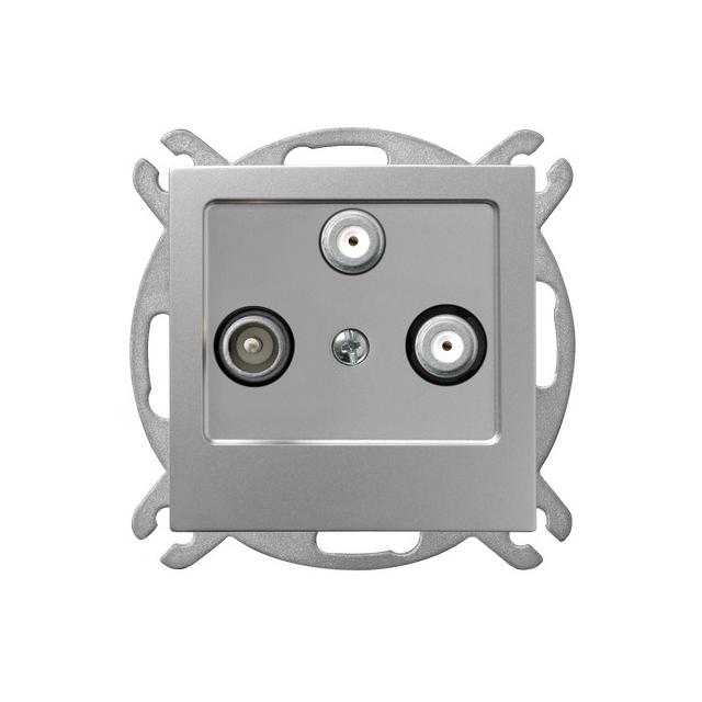 AS Gniazdo RTV-SAT z dwoma wyjściami SAT - kolor srebro