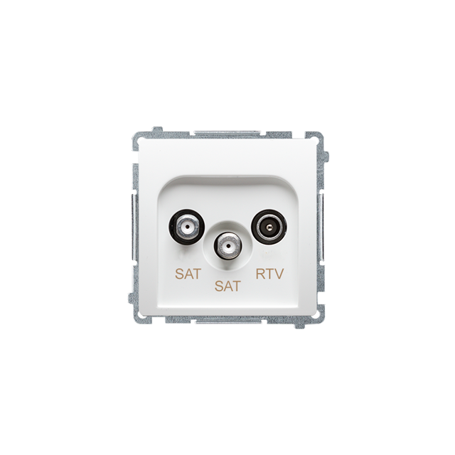 Simon Basic Gniazdo antenowe satelitarne podwójne końcowe SAT-SAT-RTV . 2xwejście: SAT: 5–2400 MHz RTV: 5–862 MHz biały BMZAR+SAT3.1-P2.01/11 KONTAKT