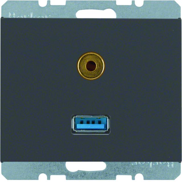 BERKER K.1 Gniazdo USB / 3,5mm Audio antracyt 3315397006 HAGER