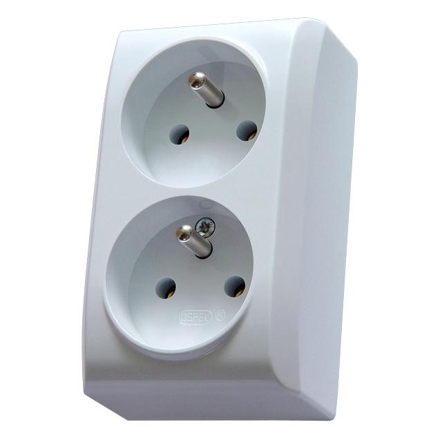 BIS Gniazdo podwójne z uziemieniem z funkcją niezamienności faz - kolor biały