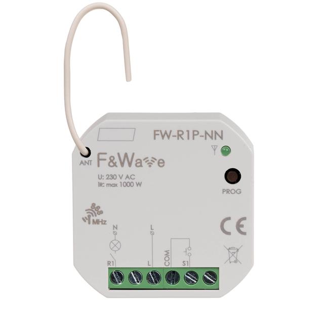 Radiowy pojedyńczy przekaźnik wielofunkcyjny do instalacji bez przewodu neutralnego FW-R1P-NN F&F