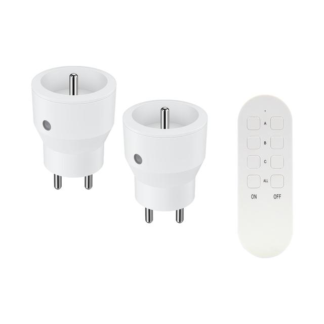 Zestaw bezprzewodowych gniazd MINI, sterowanych pilotem 2+1, 2300W