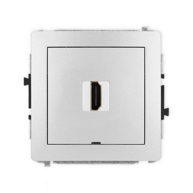 DECO Mechanizm gniazda pojedynczego HDMI 2.0, bez pola opisowego srebrny metalik