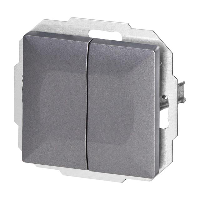 Łącznik podtynkowy schodowy podwójny Pearl, 10A, 250V, WP-2/5P, antracyt