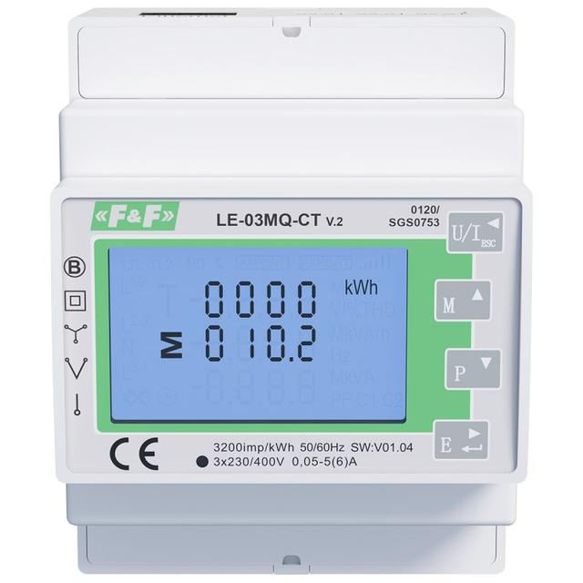Trójfazowy dwukierunkowy licznik półpośredni Modbus RTU,100(5)A; MID LE-03MQ-CT F&F