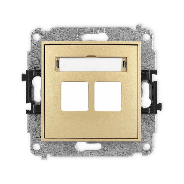 ICON Mechanizm gniazda multimedialnego podwójnego bez modułu (standard Keystone) złoty