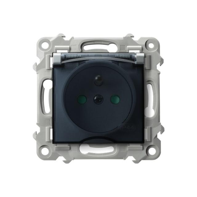 SZAFIR Gniazdo bryzgoszczelne z uziemieniem IP-44 z przesłonami torów prądowych wieczko przezroczyst