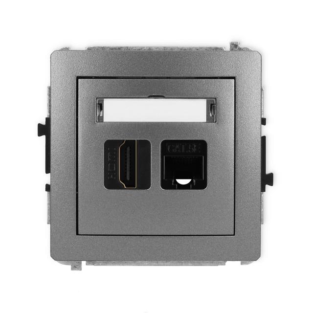 DECO Gniazdo pojedyncze HDMI 2.0, 4K + gniazda komp. poj. 1xRJ45, kat. 5e, 8-stykowy grafitowy 11DGHK 11DGHK-45e KARLIK