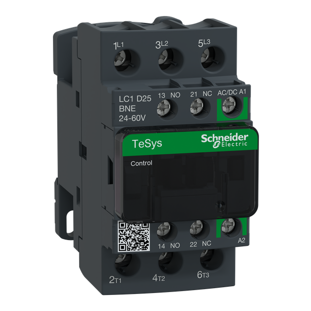 Stycznik mocy TeSys D [AC-3] 25A 3P 1NO 1NC cewka 24-60V AC/DC LC1D25BNE Schneider