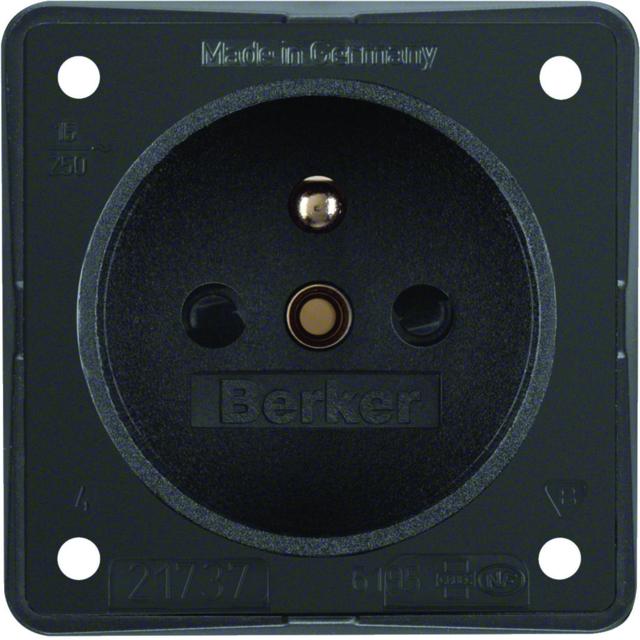 BERKER Integro Flow Gniazdo z uziemieniem z podwyższoną ochroną styków antracyt 961952505 HAGER