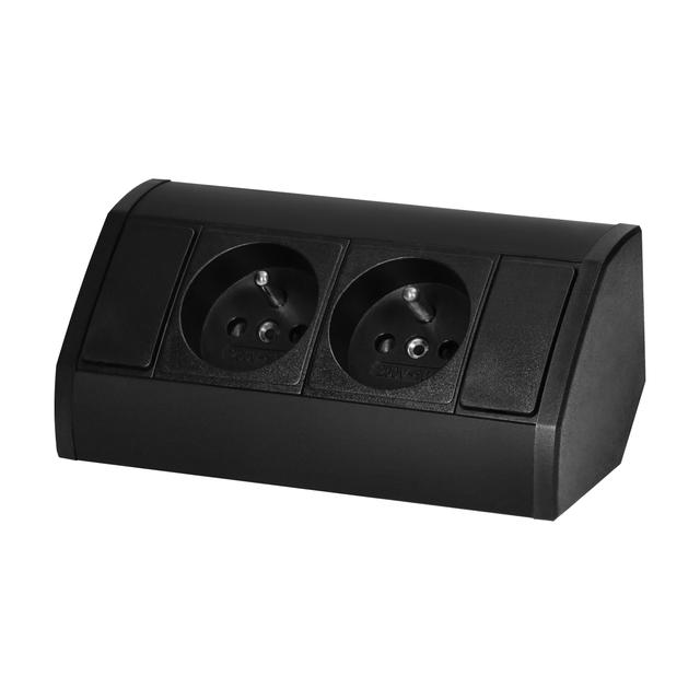 Gniazdo meblowe narożne z bolcem 2x2P+Z czarne kuchnia OR-GM-9005/B ORNO