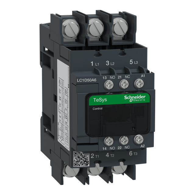 Stycznik mocy I= 50A AC-3, styki pom. 1NC+1NO, nap. cewki 220 V AC LC1D50A6M7 SCHNEIDER