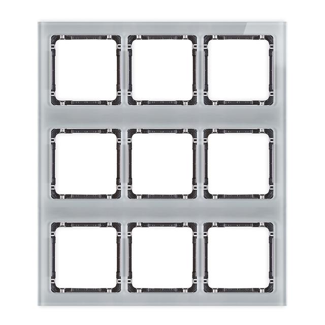 DECO Ramka modułowa 9 krotna (3 poziom, 3 pion) - efekt szkła (ramka szara; spód grafitowy)