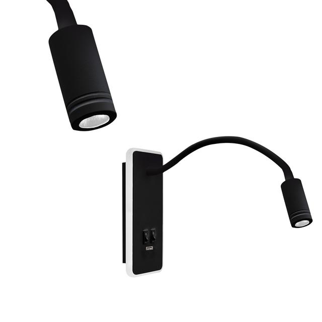 Milagro kinkiet LED Base (8W + 2W) 630lm 4000K czarny (elastyczne ramię) ML63500