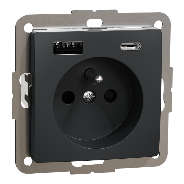 Gn.2P+PE z USB A+C 3A(z.bezgw.),cz.antr