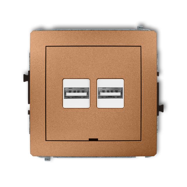 DECO Ładowarka USB podwójna 2xUSB A, 15,5W max., 5V, 3.1A, bez pola opisowego złoty metalik 8DCUSBBO-6 KARLIK