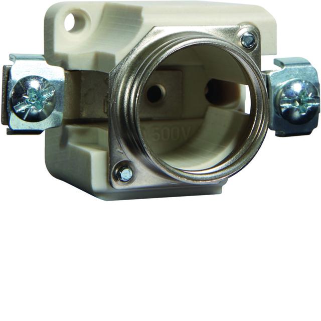 Gniazdo bezp. ceram. DII E27 1P 25A 500V TS35 zac.pałąk. 10mm2 LE27K-SS HAGER