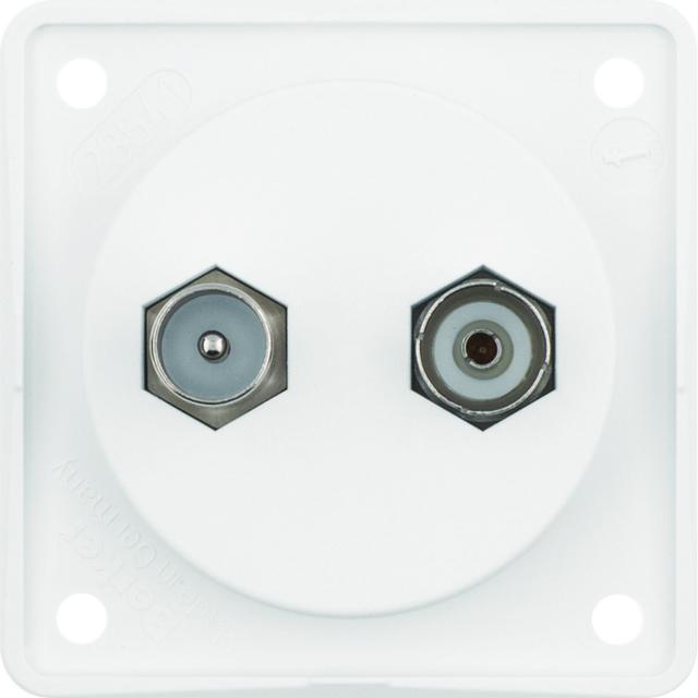 BERKER Integro Flow Gniazdo antracytenowe TV/Radio z obudową nieekranowaną biały 945612502 HAGER