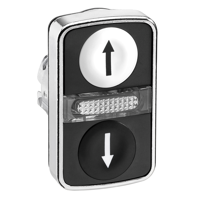 Harmony XB4 Przycisk dwuklawiszowego płaski biały/czarny LED metalowy oznaczony ZB4BW7A1724 Schneider