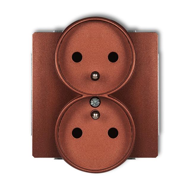 DECO Gniazdo podwójne do ramki DECO Soft z uziemieniem 2x(2P+Z) (przesłony torów prądowych) brązowy metalik 9DGPRSO-2zp KARLIK